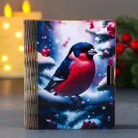 Шкатулка-конверт для для подарочных карт или денег № 1 "Снегирь на елке". 9,8х8,5х2 см.