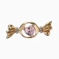 Брошь &laquo;Конфета&raquo; кристалл сердце, цвет розовый в золоте