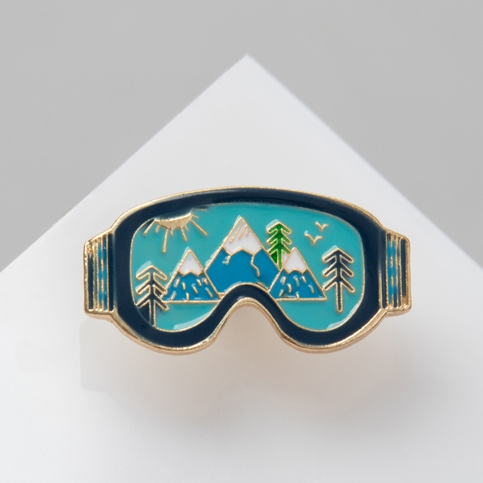 Значок Значок "Очки сноубордиста" виды, цветной в золоте