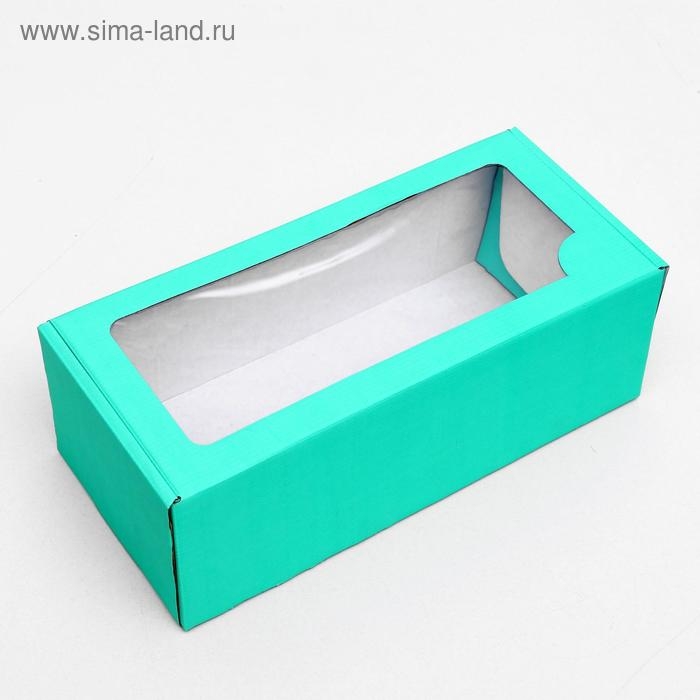 Коробка самосборная, с окном, мятная, 16 х 35 х 12 см МИКС Коробка самосборная, с окном, мятная, 16 х 35 х 12 см МИКС