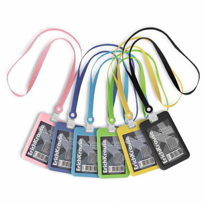 Бейдж вертикальный 54 х 85 мм, ErichKrause силиконовый корпус, силиконовая лента, микс Бейдж вертикальный 54 х 85 мм, ErichKrause силиконовый корпус, силиконовая лента, микс