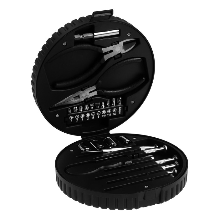 Набор инструментов ТУНДРА, подарочный пластиковый кейс Набор инструментов ТУНДРА, подарочный пластиковый кейс "Колесо", 24 предмета