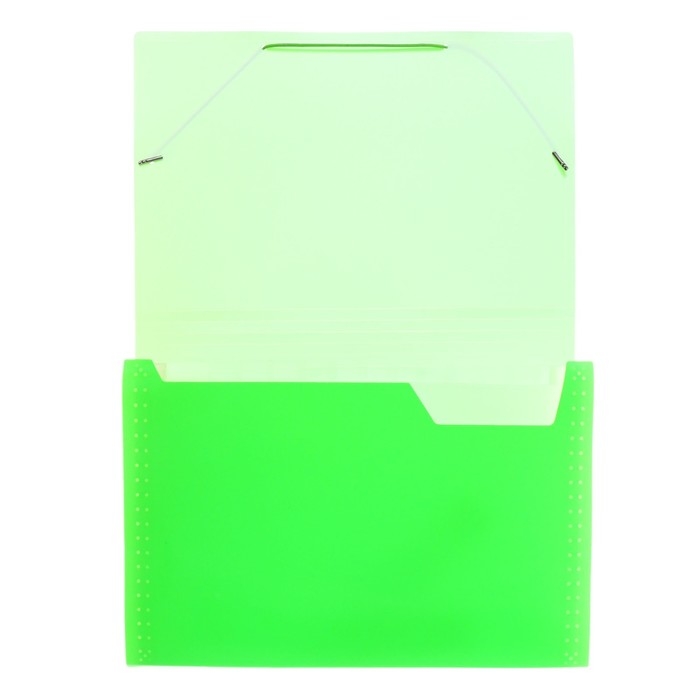 Папка картотека А4, Calligrata "Неон", 13 отделений, пластиковая, 700 мкм, салатовая, резинка в цвет
