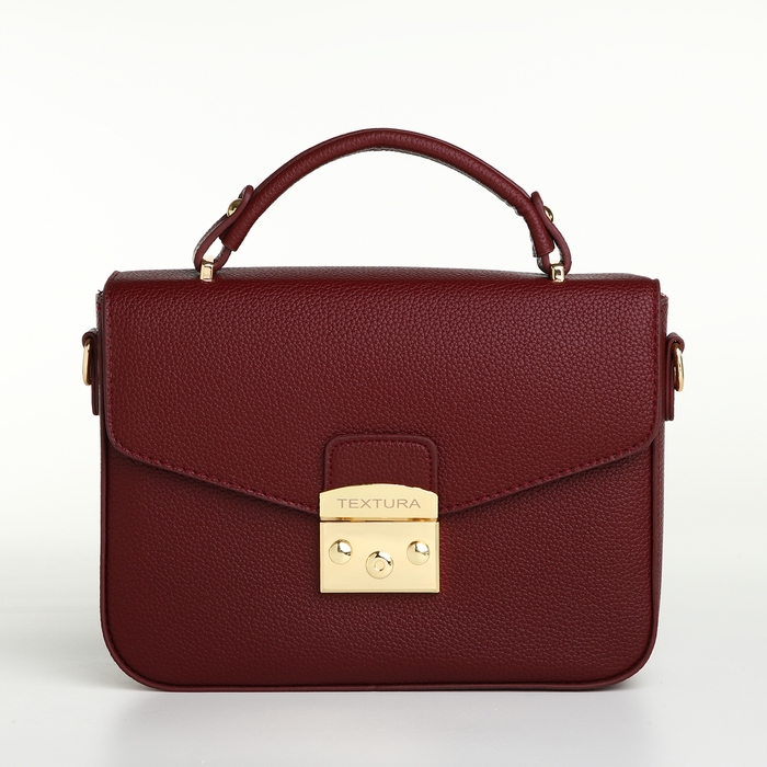 Сумка женская на клапане, TEXTURA, маленький размер, цвет бордовый Сумка женская на клапане, TEXTURA, маленький размер, цвет бордовый