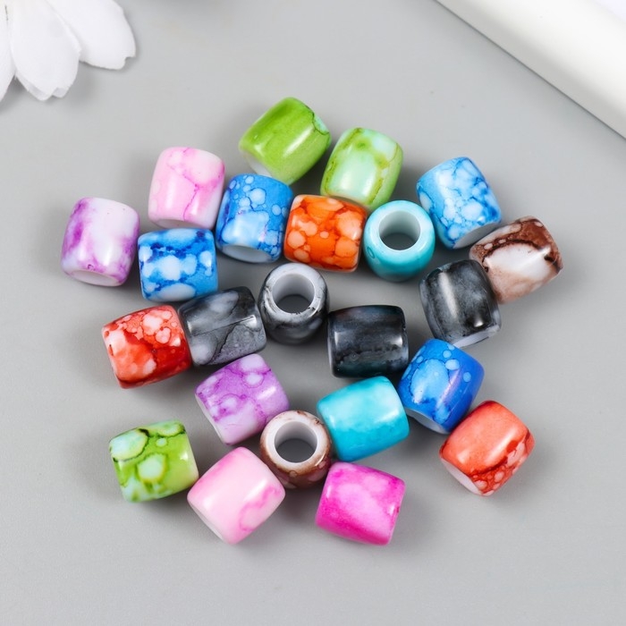 Бусины для творчества пластик Бусины для творчества пластик "Цилиндры. Пятна краски" набор 20 гр 1,1х1,1х1,2 см