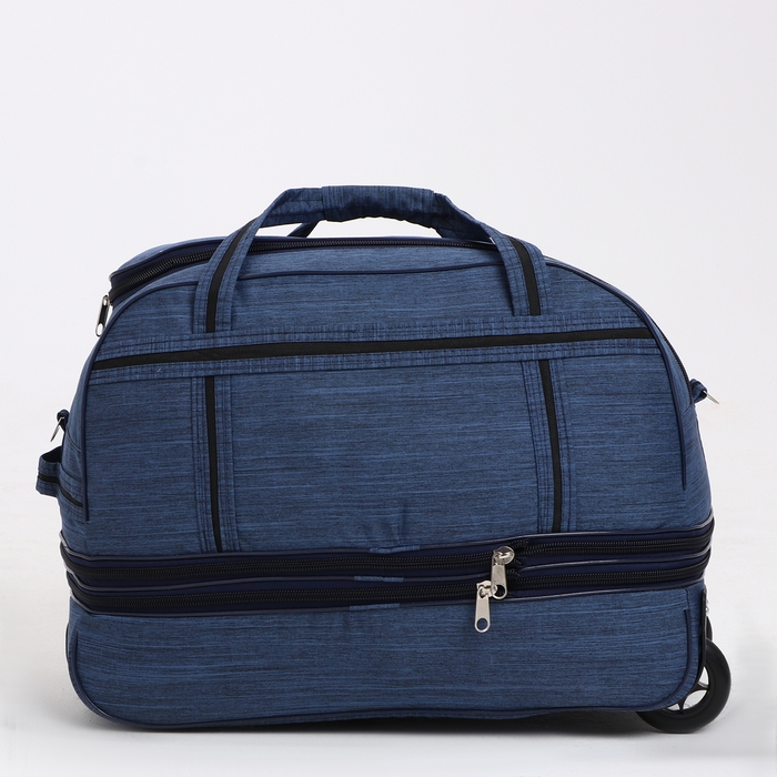 Сумка дорожная на колёсах, отдел на молнии, с увеличением, 2 наружных кармана, цвет синий Сумка дорожная на колёсах, отдел на молнии, с увеличением, 2 наружных кармана, цвет синий