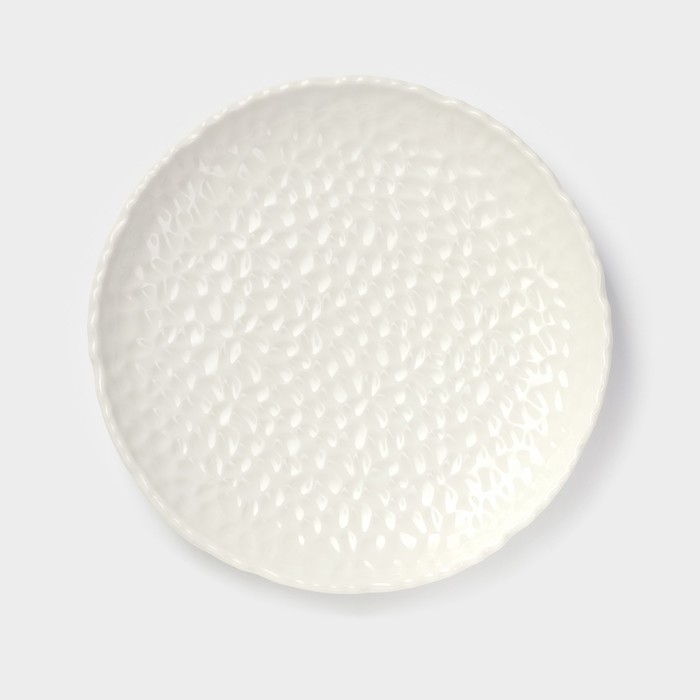 Тарелка десертная керамическая «Воздушность», d=20,5 см, цвет белый Тарелка десертная керамическая «Воздушность», d=20,5 см, цвет белый