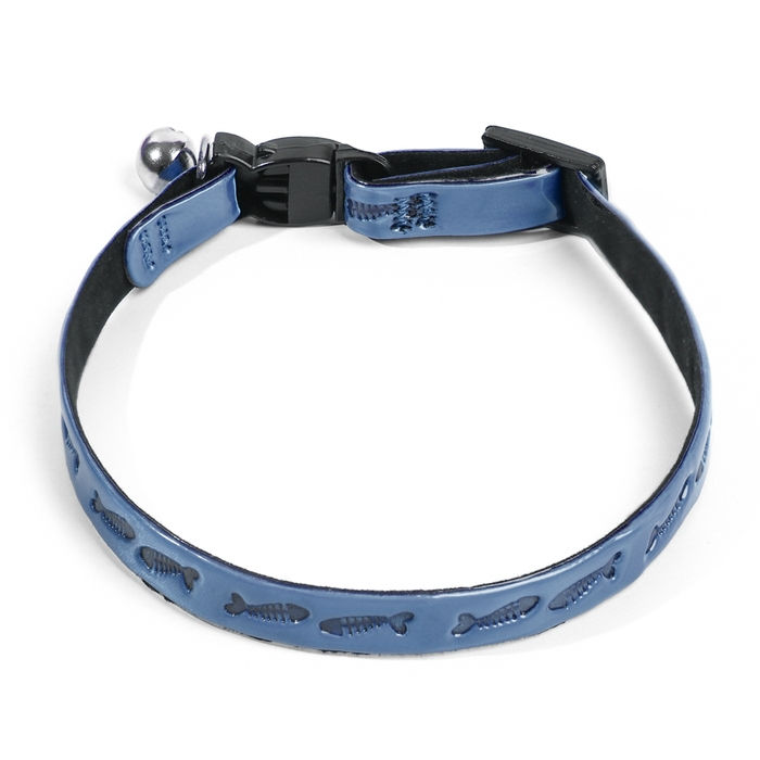 Ошейник кошачий со светоотражающим покрытием Ошейник кошачий со светоотражающим покрытием "Рыбки", 30 х 1 см, голубой