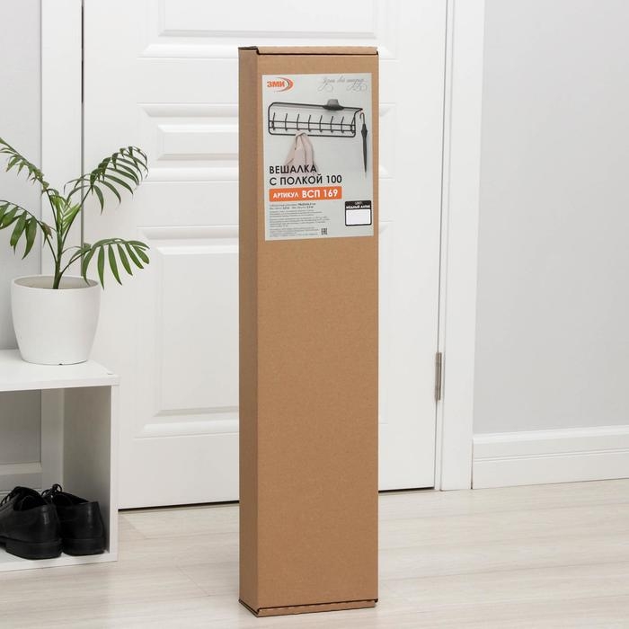 Вешалка настенная с полкой, 8 крючков, 97,5×22×26,5 см, цвет медный антик Вешалка настенная с полкой, 8 крючков, 97,5×22×26,5 см, цвет медный антик