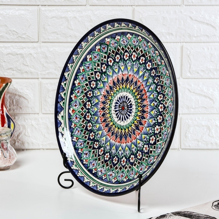 Ляган Риштанская Керамика  Ляган Риштанская Керамика "Узоры", 32 см, синий