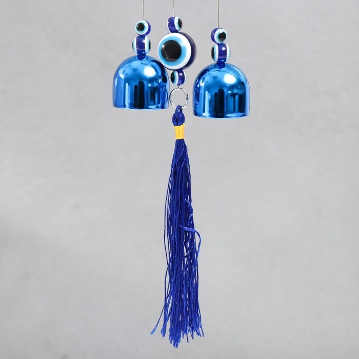 Музыка ветра металл Музыка ветра металл "Три слоника" от сглаза с кисточкой 2 колокольчика 30 см
