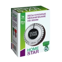 Весы кухонные HOMESTAR HS-3004М, механические, до 1 кг, чаша 0.5 л, красные