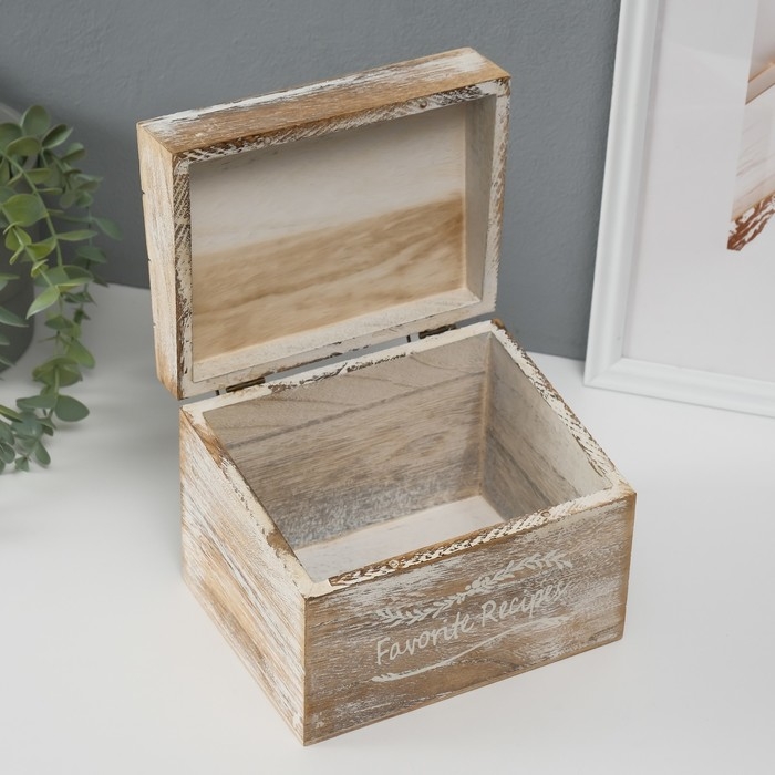 Шкатулка дерево  Шкатулка дерево "Прямоугольная" выбеленная 13.6х18х13.6 см