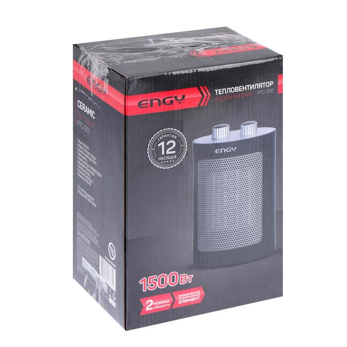 Тепловентилятор Engy PTC-312, 1500 Вт, напольный, керамический, 2 режима, черный Тепловентилятор Engy PTC-312, 1500 Вт, напольный, керамический, 2 режима, черный