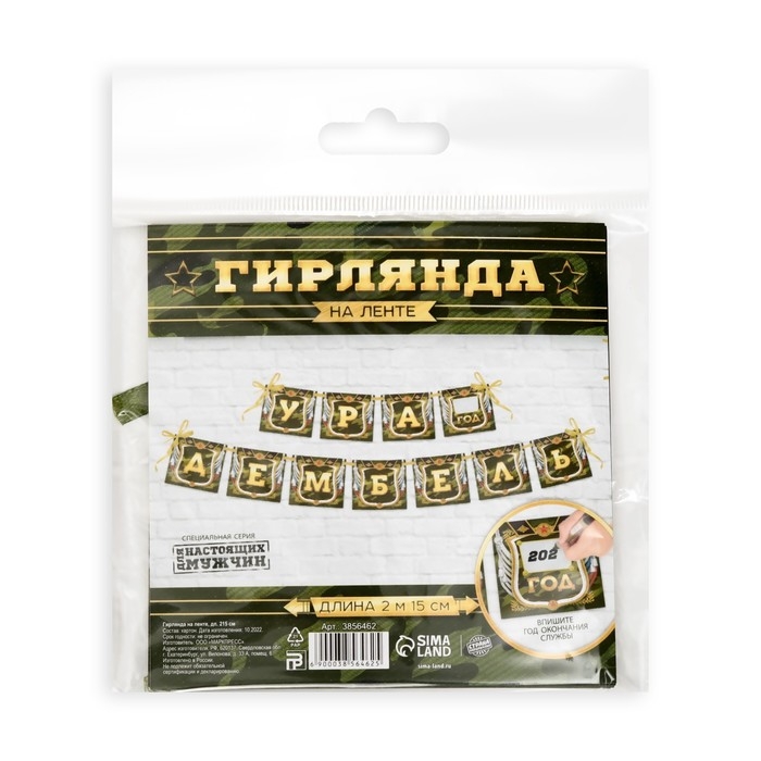 Гирлянда на ленте «Дембель», длина 215 см Гирлянда на ленте «Дембель», длина 215 см