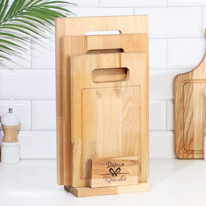 Набор досок разделочных  Набор досок разделочных "Прямая ручка" (3 шт) 38х22х1,8 см; 34х20х1,8 см; 30х18х1,8 см