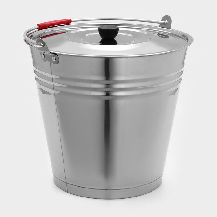 Ведро из нержавеющей стали с крышкой, 16 л, d=34 см, AISI 201 Ведро из нержавеющей стали с крышкой, 16 л, d=34 см, AISI 201