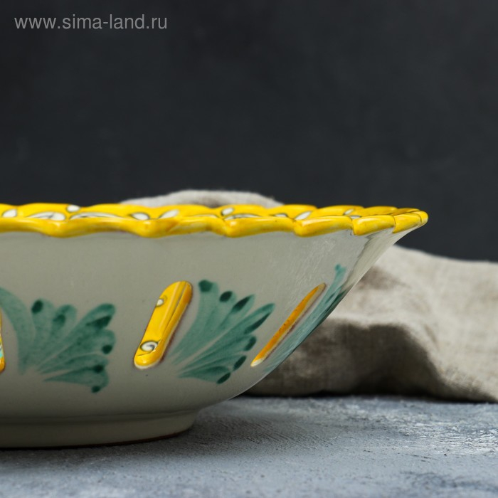 Фруктовница Риштанская Керамика  Фруктовница Риштанская Керамика "Узоры", 28 см, жёлтая