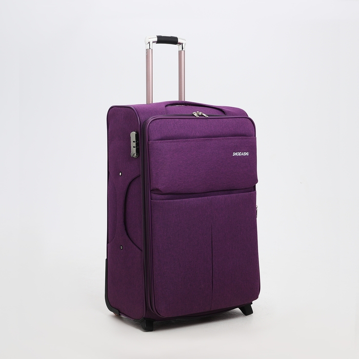 Чемодан большой 95 л (L), отдел на молнии, с расширением, кодовый замок, 3 колеса, 2 наружных кармана, цвет фиолетовый Чемодан большой 95 л (L), отдел на молнии, с расширением, кодовый замок, 3 колеса, 2 наружных кармана, цвет фиолетовый