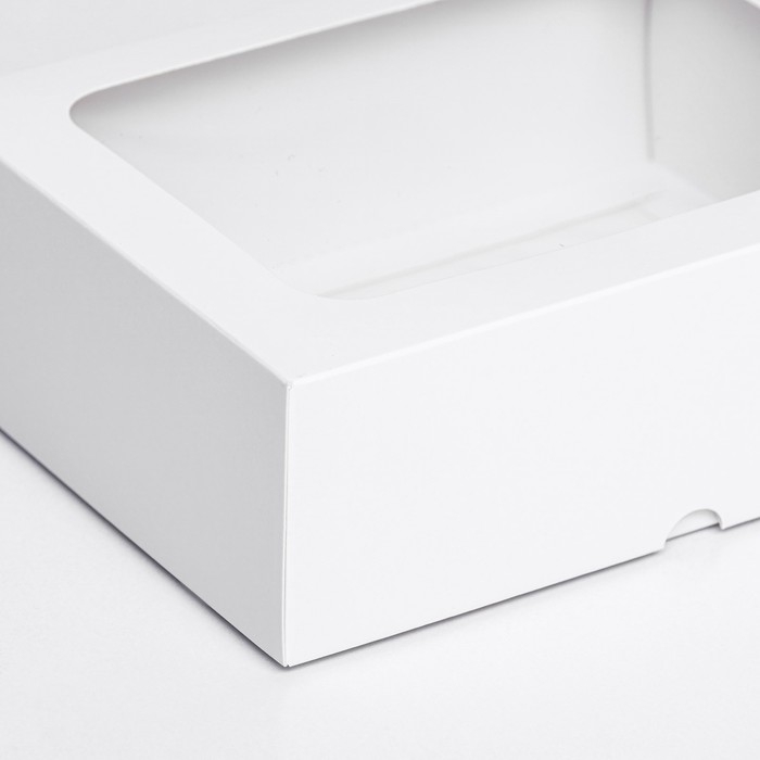 Коробка складная, крышка-дно, с окном, белый, 20 х 15 х 6,5 см, Коробка складная, крышка-дно, с окном, белый, 20 х 15 х 6,5 см,