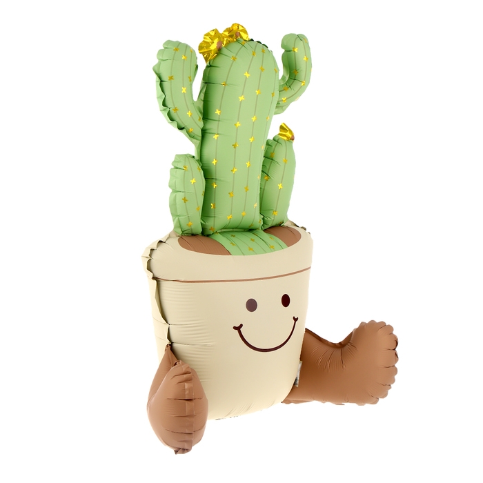 Шар фольгированный 22 Шар фольгированный 22" «Кактус в горшке», матовый, под воздух