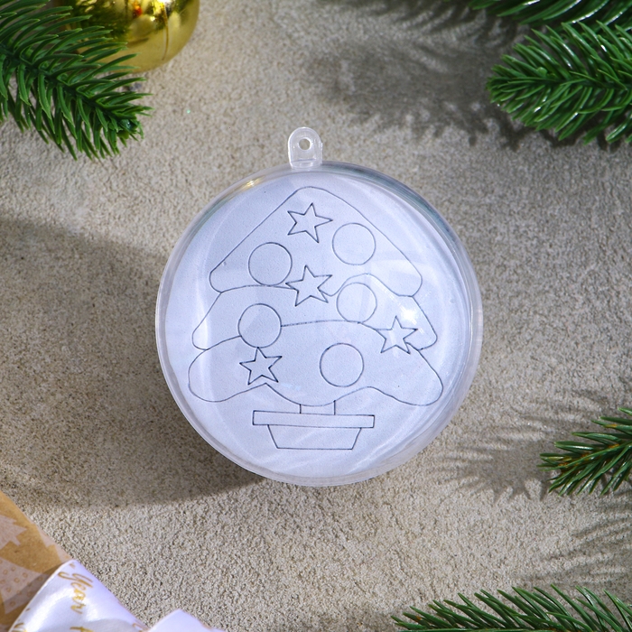 Ёлочное украшение под раскраску «Ёлочка» размер: 8 см; 2 шт., кисть Ёлочное украшение под раскраску «Ёлочка» размер: 8 см; 2 шт., кисть