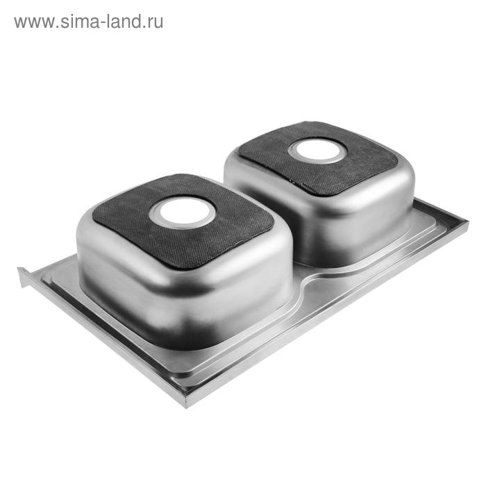 Мойка кухонная MIXLINE 530528, накладная, двойная, 0.6 мм, 80х50х18 см, 3 1/2 Мойка кухонная MIXLINE 530528, накладная, двойная, 0.6 мм, 80х50х18 см, 3 1/2", с сифоном