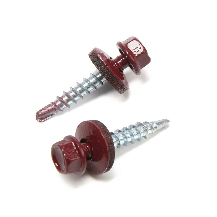 Саморезы кровельные 4,8х30 мм, RAL3005 цвет бордовый, 200 шт. Саморезы кровельные 4,8х30 мм, RAL3005 цвет бордовый, 200 шт.