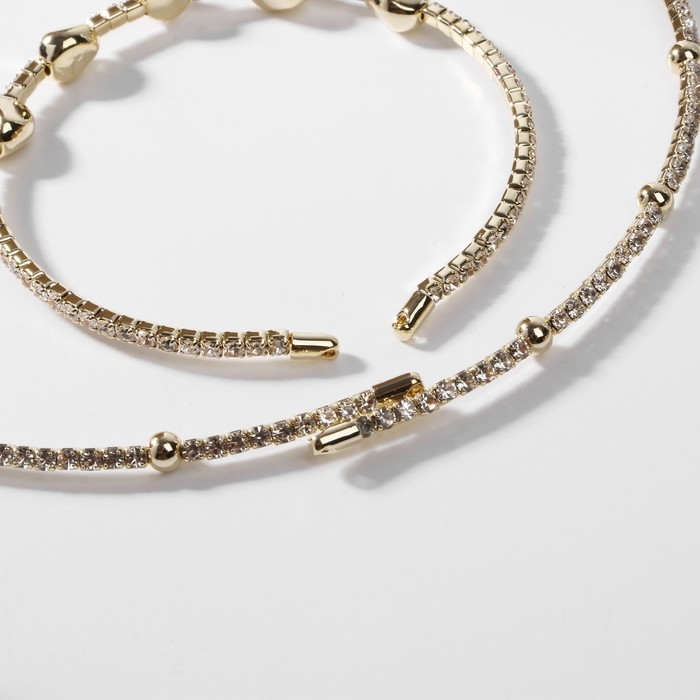 Набор 2 предмета колье, браслет «Ноэль» фигуры, цвет белый в золоте Набор 2 предмета колье, браслет «Ноэль» фигуры, цвет белый в золоте