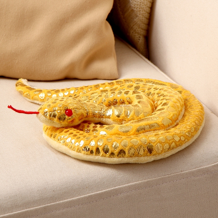 Мягкая игрушка «Змея», цвет жёлтый, с золотыми вставками, 80 см Мягкая игрушка «Змея», цвет жёлтый, с золотыми вставками, 80 см