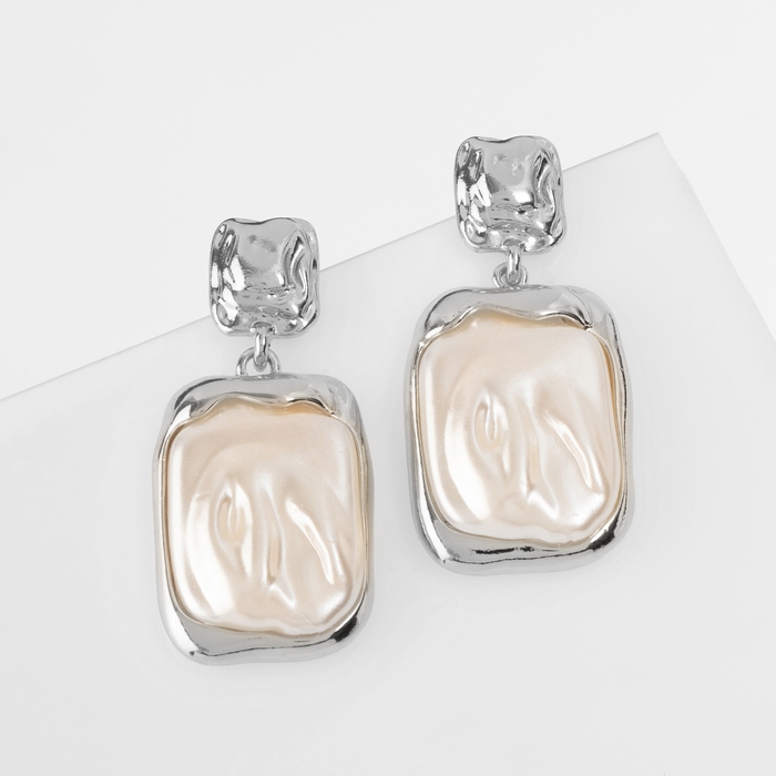 Серьги с жемчугом «Бусина» пленительность, цвет серебро Серьги с жемчугом «Бусина» пленительность, цвет серебро