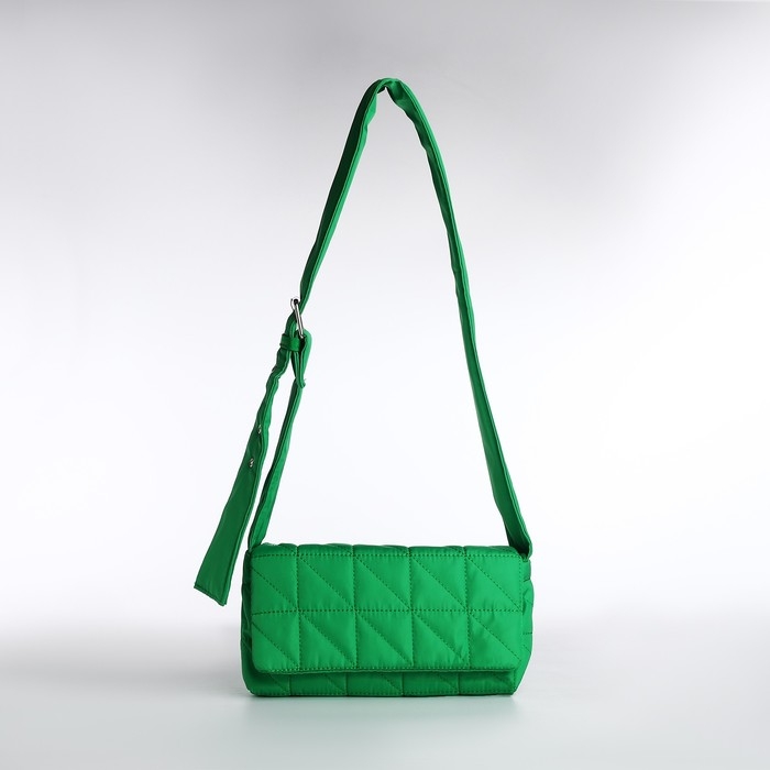 Сумка женская стеганная на плечо, отдел на молнии, 25х14х6 см, цвет зелёный Сумка женская стеганная на плечо, отдел на молнии, 25х14х6 см, цвет зелёный