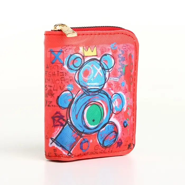 Кошелёк на молнии Crazy bear, маленький, красный