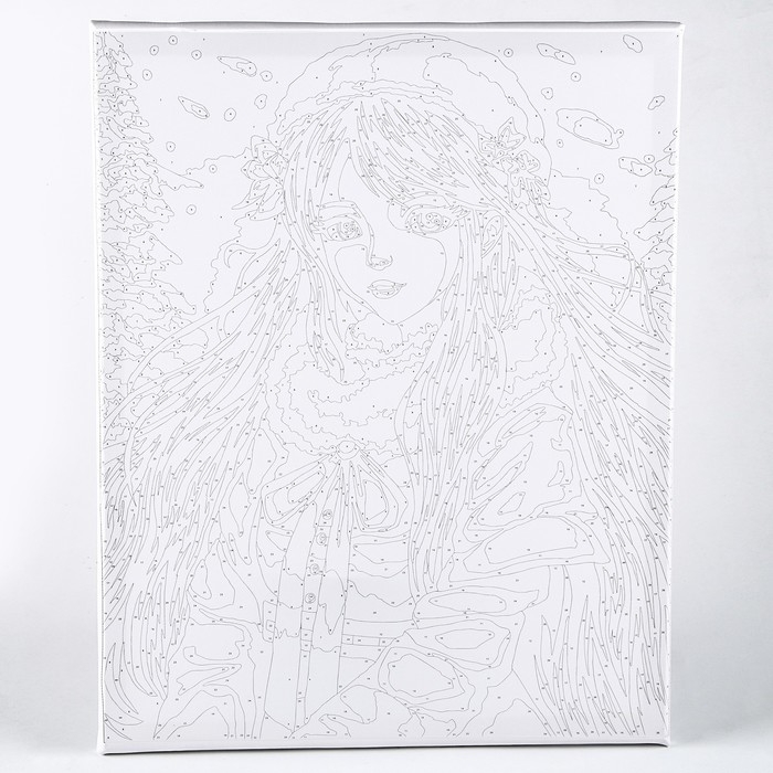 Картина по номерам на новый год на холсте с подрамником &laquo;Девушка под снегом&raquo;, 40 &times; 50 см