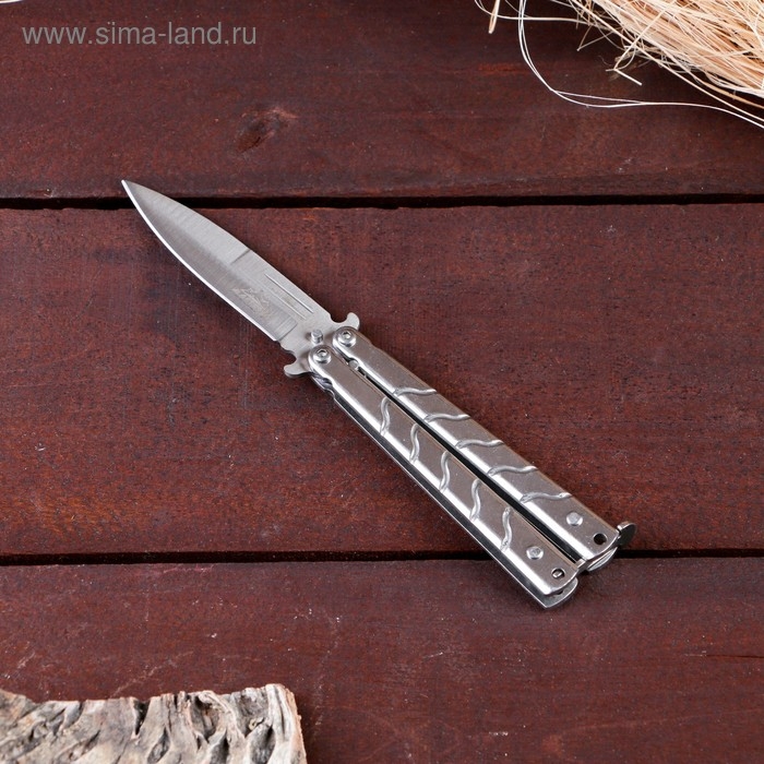 Нож-бабочка Нож-бабочка "Калиго", Мастер К, темный хром, лезвие 7,7см, рукоять 9,2см