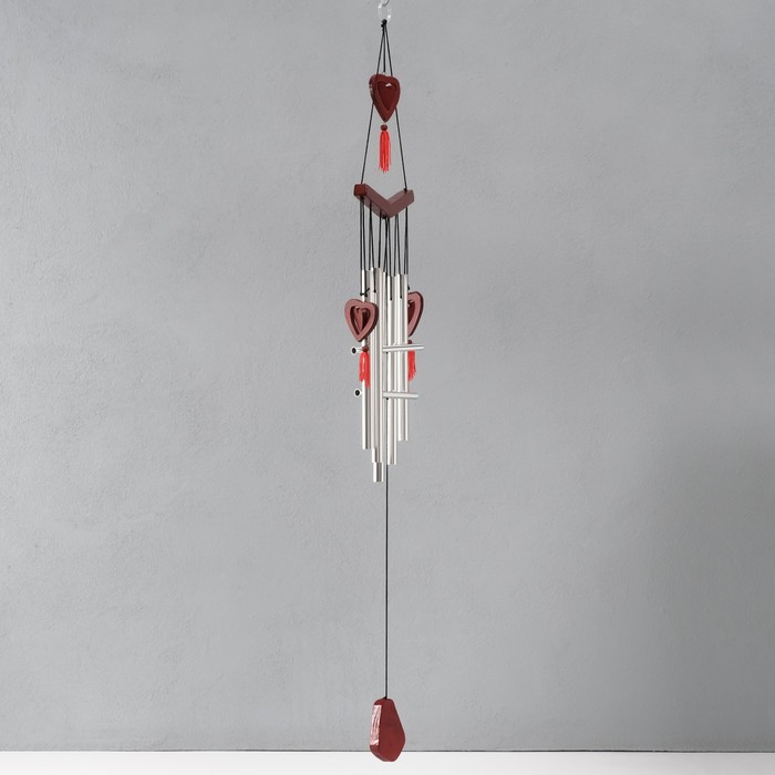 Музыка ветра металл, дерево Музыка ветра металл, дерево "Двойное сердце" 7 трубок 72х19 см