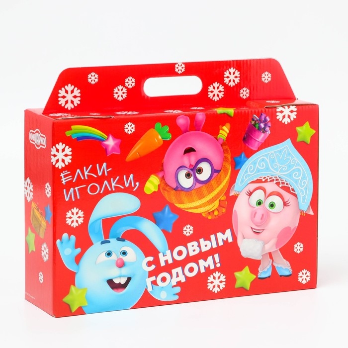 Новый год. Подарочная коробка Новогодняя Портфель широкий Новый год. Подарочная коробка Новогодняя Портфель широкий "Смешарики" лицензия 31 х 8,5 х 20,3 см (+5 см).