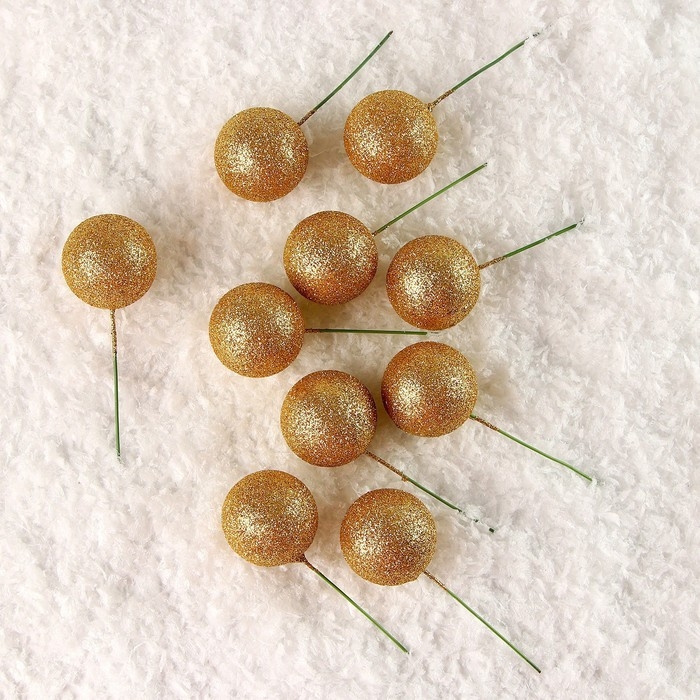 Набор топперов на проволоке «Шар», набор 10 шт., размер 1 шт. — 4 × 11 см, цвет золото Набор топперов на проволоке «Шар», набор 10 шт., размер 1 шт. — 4 × 11 см, цвет золото