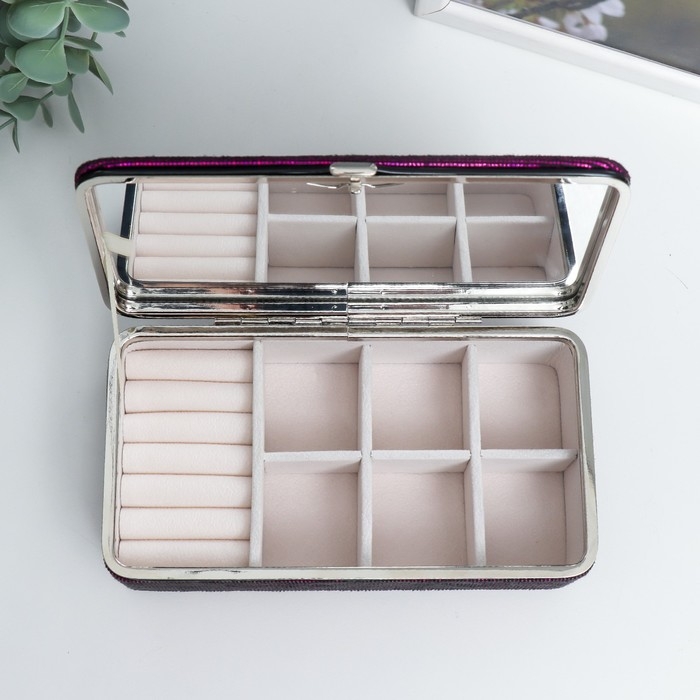 Шкатулка кожзам для украшений  Шкатулка кожзам для украшений "Мелкие квадратики. Фиолет" 6х9,8х18,5 см