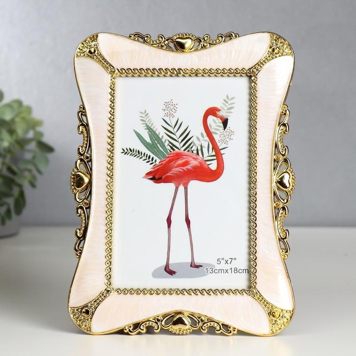 Фоторамка пластик под металл 13х18 см Фоторамка пластик под металл 13х18 см "Герцогиня" золото с белым 23х16,7 см