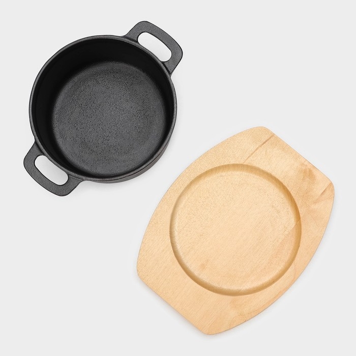 Кастрюля чугунная с крышкой Magma «Хотан», 750 мл, 18,6×14×7 см, индукция, цвет чёрный Кастрюля чугунная с крышкой Magma «Хотан», 750 мл, 18,6×14×7 см, индукция, цвет чёрный