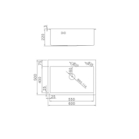 Мойка кухонная AFLORN AF96050, врезная, S=3,0 и 0,8 мм, 60х50х22 см, сифон, сатин