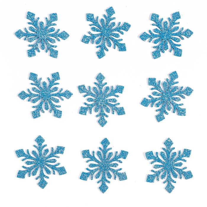 Новый год! Декор «Снежинки», набор 9 шт., цвет голубой Новый год! Декор «Снежинки», набор 9 шт., цвет голубой