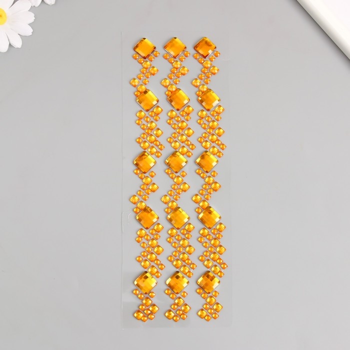 Наклейка пластик стразы "Квадратики разных размеров" МИКС 27,5х10 см