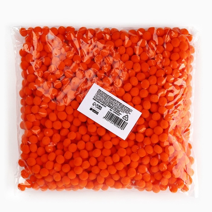 Набор текстильных деталей для декора. Помпоны для творчества &laquo;Оранжевые&raquo;, 55 гр