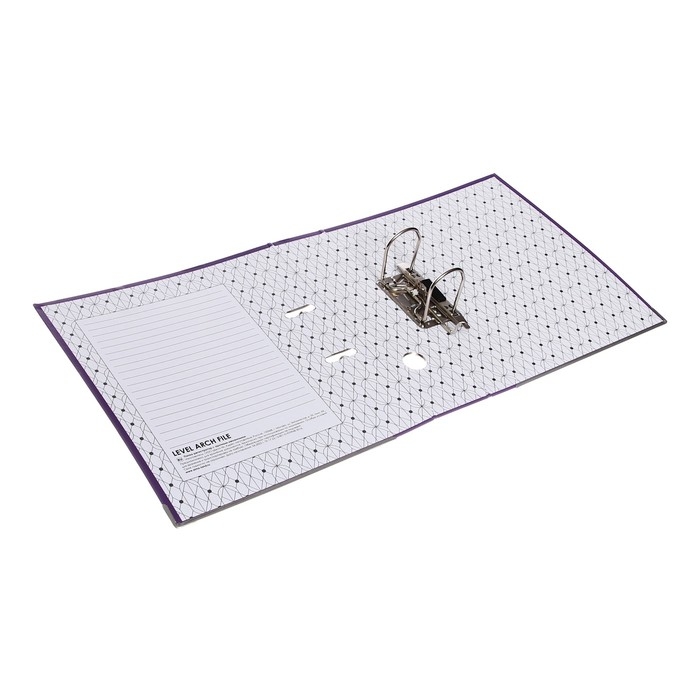 Папка-регистратор А4, 75 мм, Calligrata, ПВХ, тиснение Папка-регистратор А4, 75 мм, Calligrata, ПВХ, тиснение "лен", металлическая окантовка, карман на корешок, собранная, фиолетовая, микс