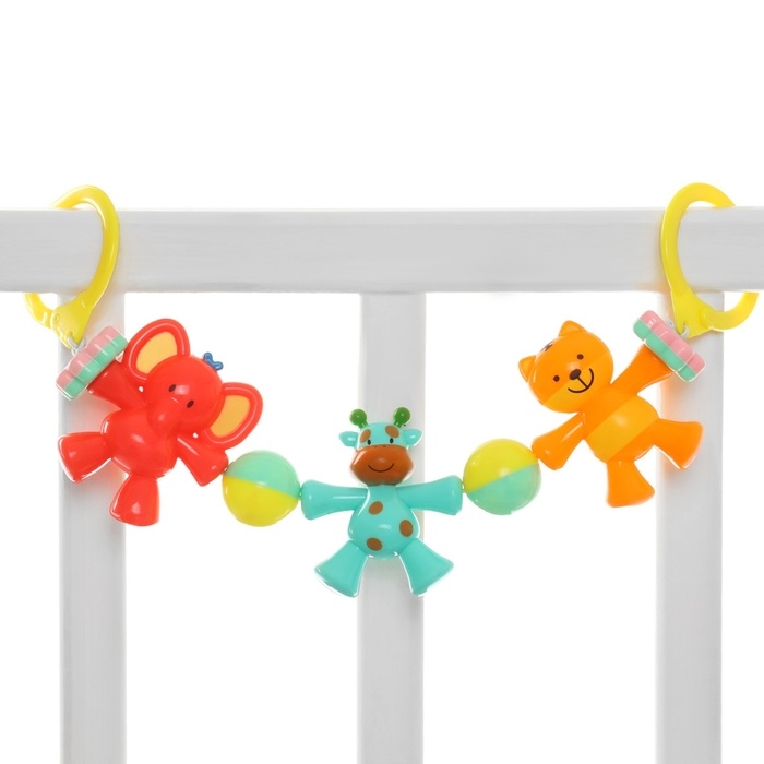 Растяжка на коляску/кроватку «Слоник», 3 игрушки с погремушками, цвет МИКС, Крошка Я Растяжка на коляску/кроватку «Слоник», 3 игрушки с погремушками, цвет МИКС, Крошка Я
