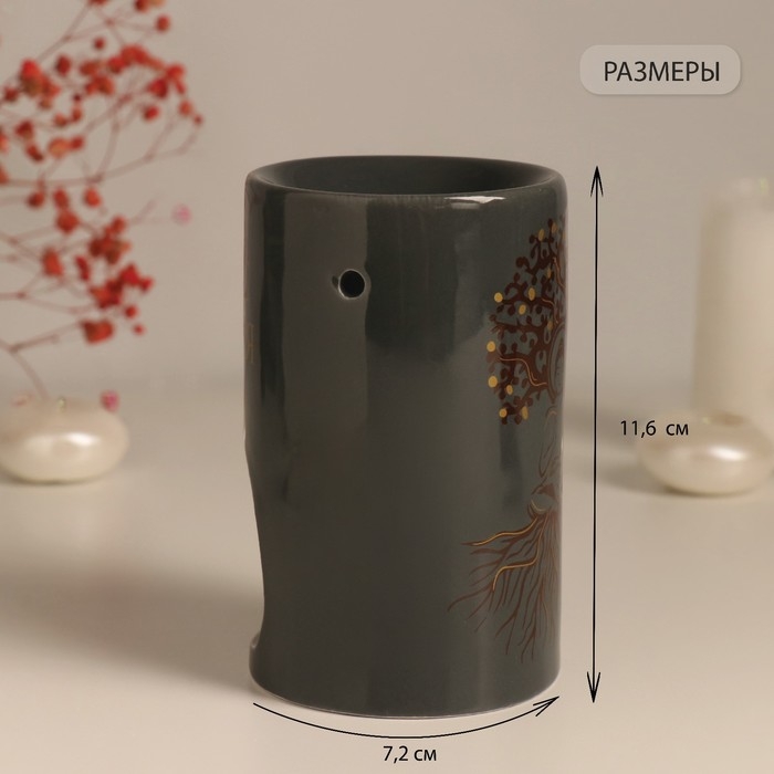 Аромалампа керамика  Аромалампа керамика "Фокус на себя" серая с золотом 7,2х7,2х11,6 см