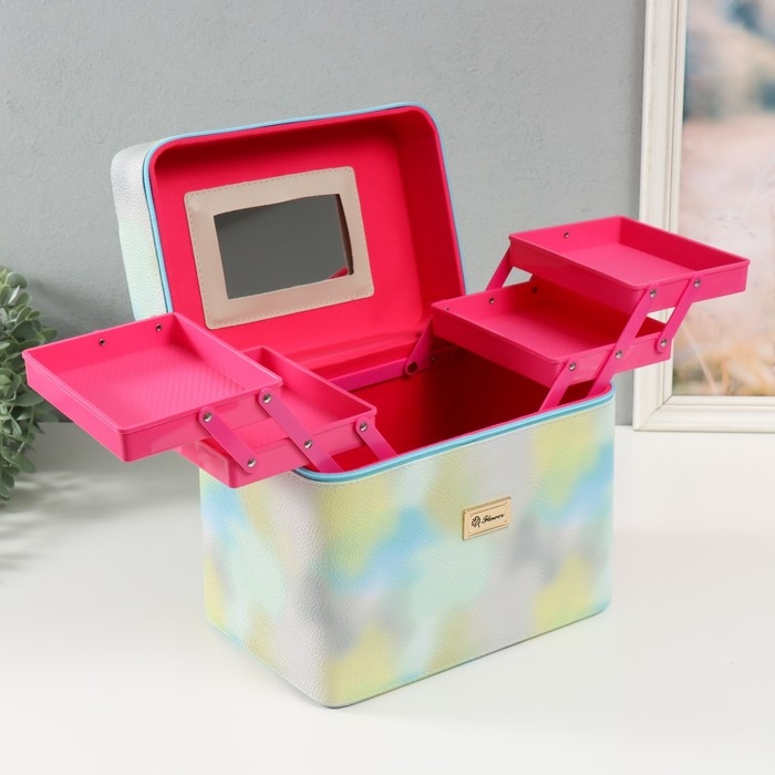 Шкатулка кожзам с зеркалом Шкатулка кожзам с зеркалом "Этажи. Летнее небо" 27х18х24 см