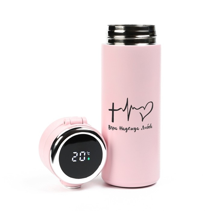 Термос, 400 мл, Simple Термос, 400 мл, Simple "Пульс", сохраняет тепло 8 ч, термометр, 20.5 х 6.3 см